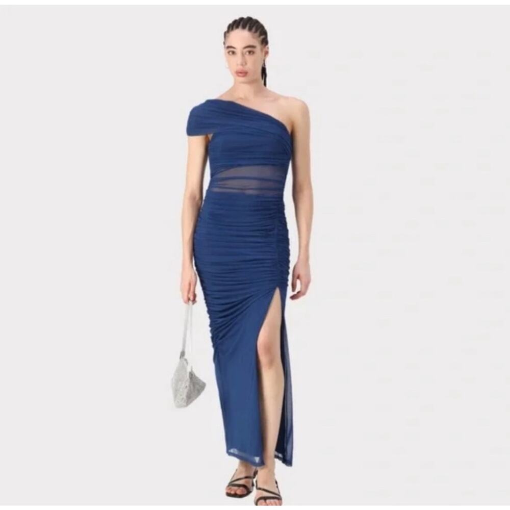 Abercrombie Mesh Off The Shoulder Ruched Draped Maxi Dress Formal Evening XLP